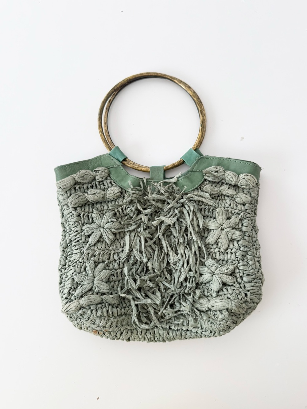 ☆ raffia floral ring handle bag anthropologie ☆